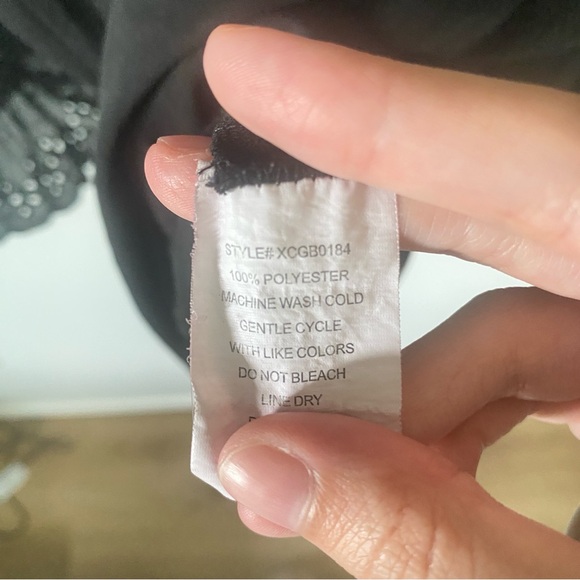 NY collection black blouse women’s size L eyelet ruffle lace mesh whimsygoth - Picture 5 of 8